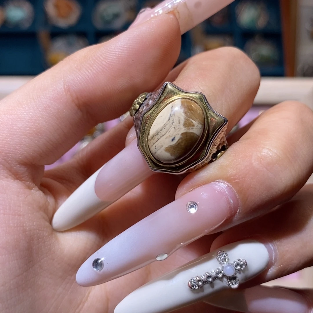 琥珀银S925镶嵌戒指