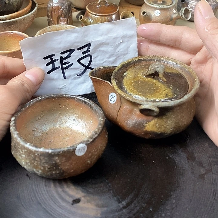杯手工粗陶、柴烧茶器