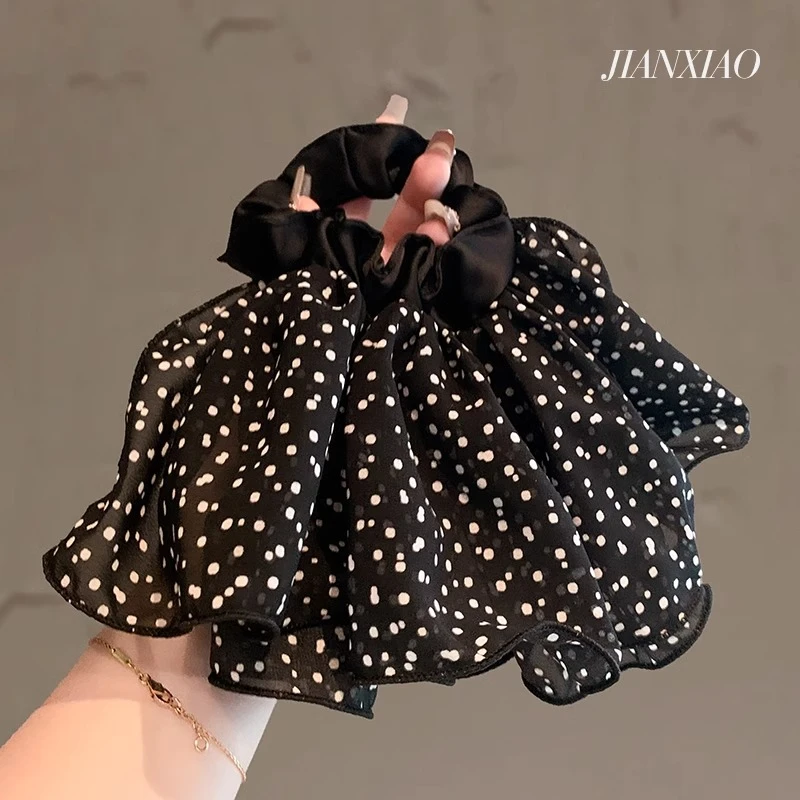 2025复古波点蝴蝶结发绳后脑勺气质扎低马尾肥肠圈高级感发圈头饰