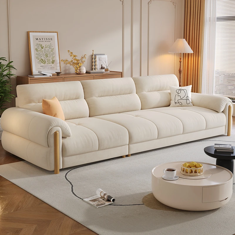 2025新款布艺奶油风原木客厅沙发小户型直排沙发