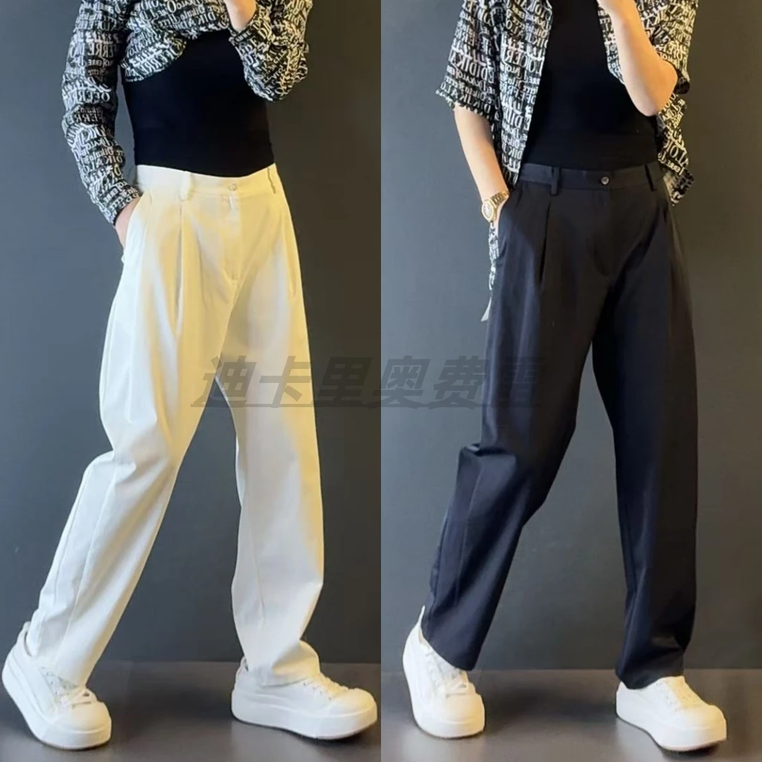 迪卡里奥费雷10分老爹阔腿休闲裤52XX693早秋男装亚麻棉休闲裤