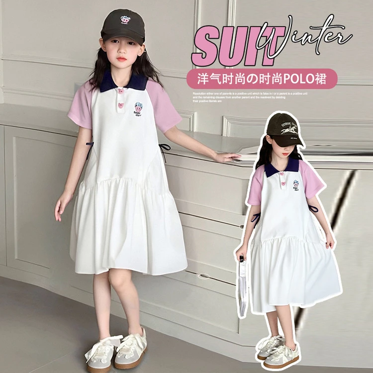 女童裙子夏薄款新款女孩大童夏季公主裙连衣裙儿童夏装polo裙