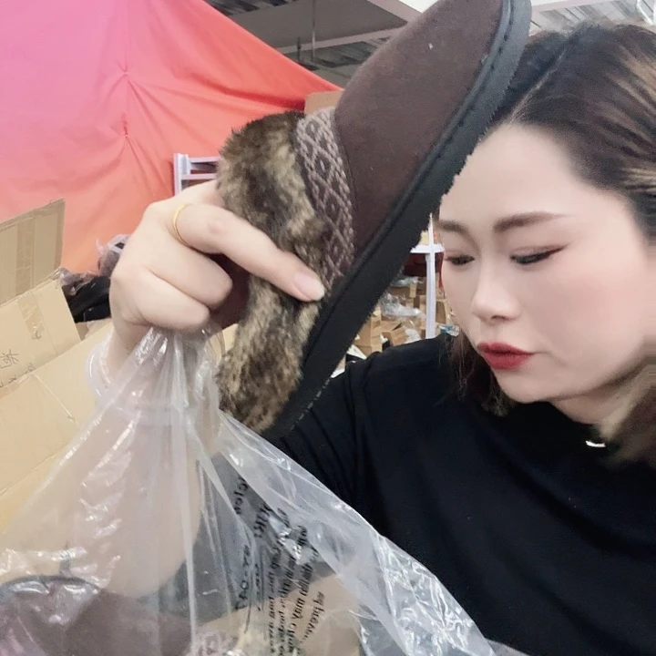 咖色民族风棉拖37码