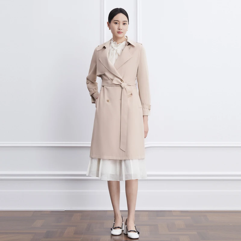 LIMEFLARE/莱茵福莱尔【专柜同款】宽松直筒收腰两穿中长款翻领风衣