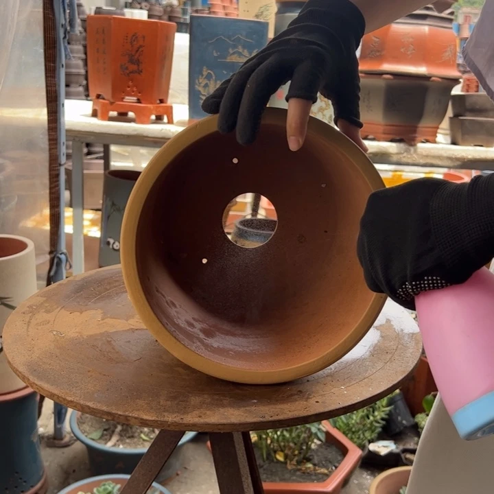 宜兴紫砂花盆花开富贵特大号