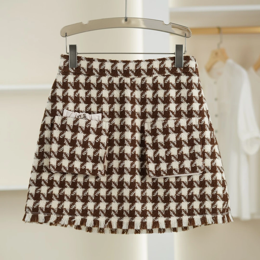 麦迪尚品【H】K354气质小香A字半身裙新款女装品牌折扣