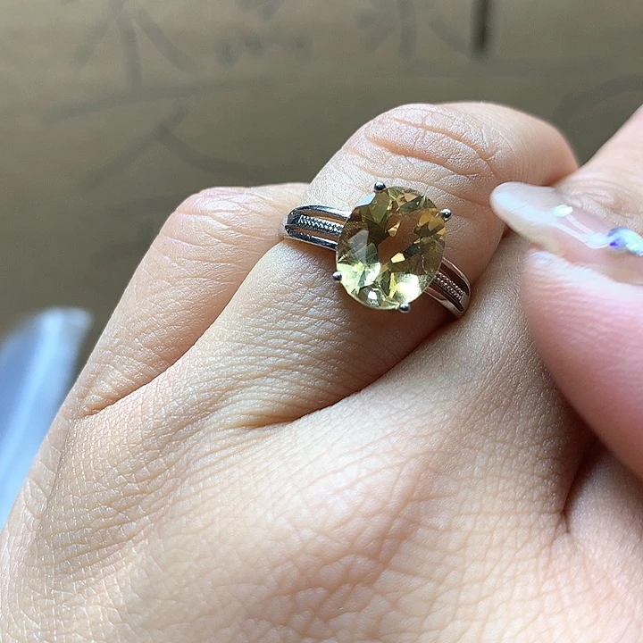 水晶水晶戒指银S925镶嵌