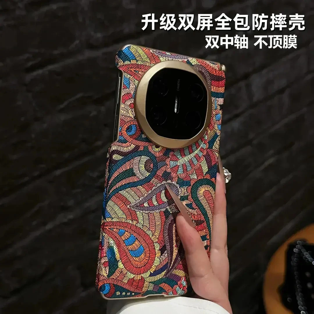 适用华为MateX6双中轴全包镜头防摔X5创意国风图腾手机壳折叠X3潮