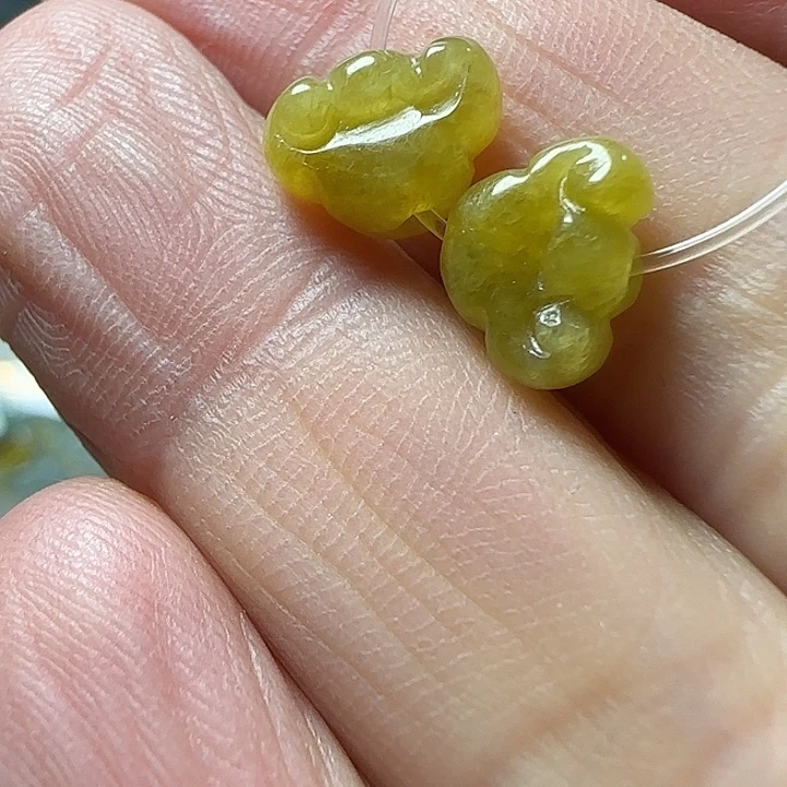 翡翠未镶嵌颈饰天然缅甸翡翠如意头一对