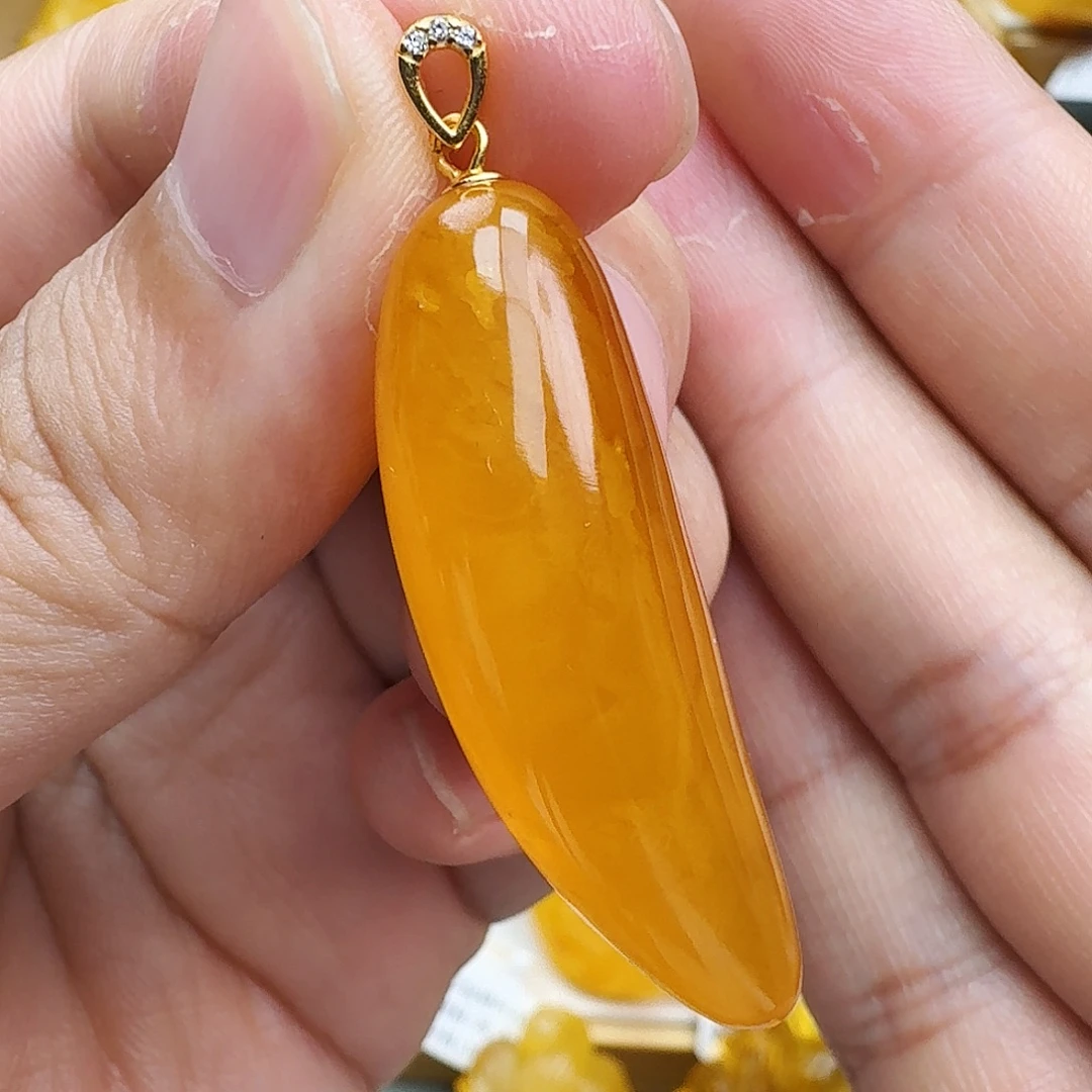 蜜蜡颈饰银S925镶嵌天然保真假一赔十