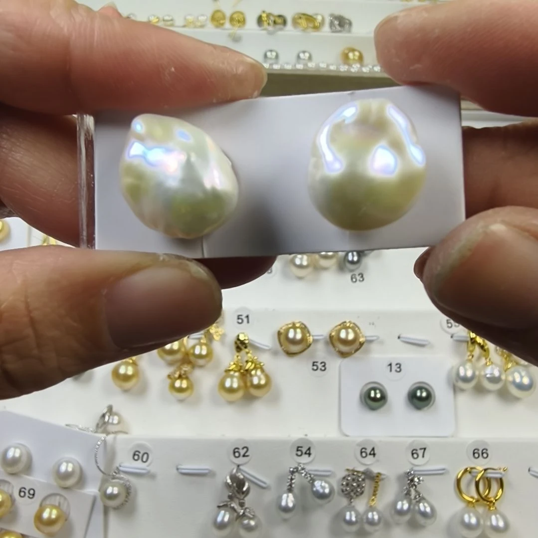 淡水珍珠耳饰银S925镶嵌