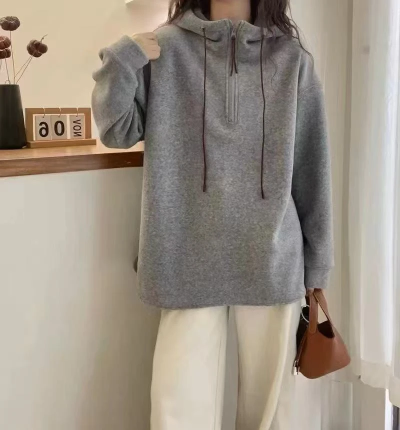 静姐  新款韩版休闲连帽抽绳宽松卫衣 88765