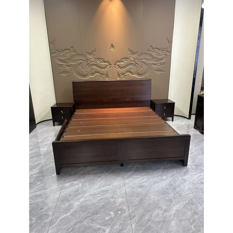 乌金木现代简约全实木主卧1.8米双人床1.5米次卧中式极简婚床