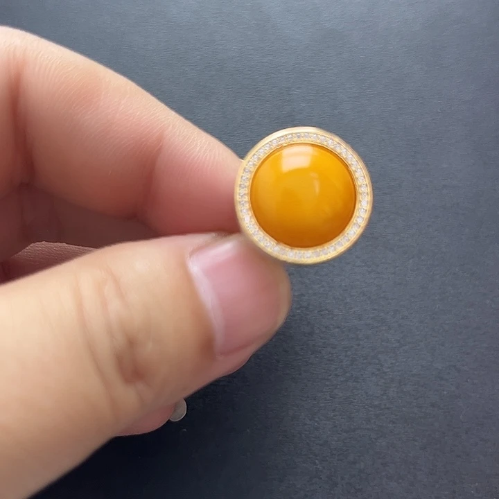 琥珀未镶嵌裸石戒指
