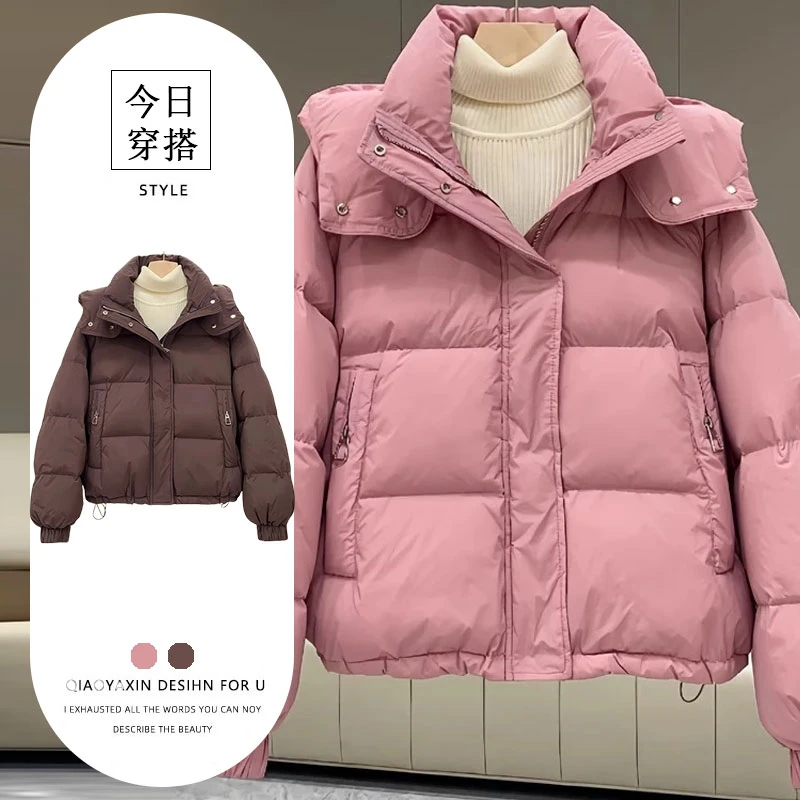 新款连帽棉服女短款连帽小个子时尚宽松韩系加厚保暖冬棉衣外套女