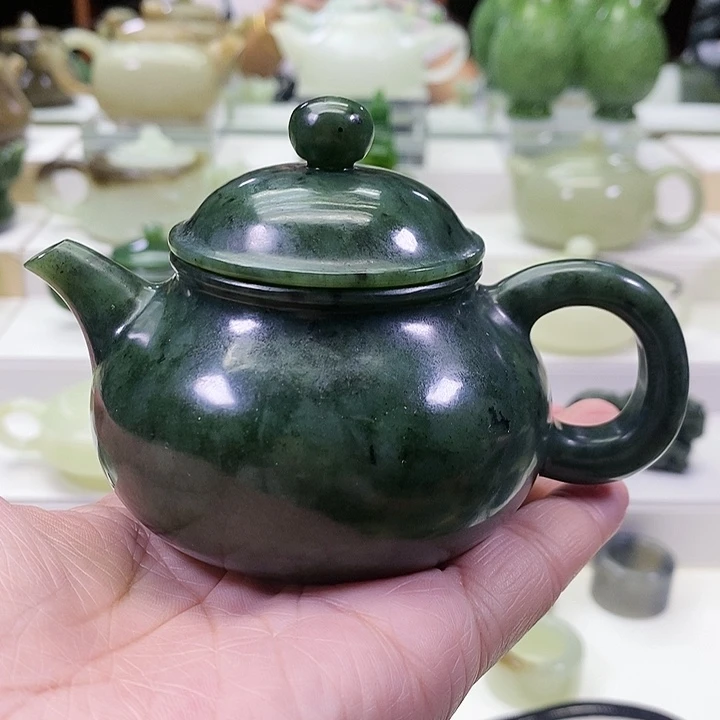 和田玉未镶嵌挂件茶壶130m l