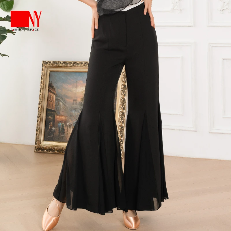 NY25259K纳艺女士摩登拉丁裤春夏秋舞蹈裤飘逸修身休闲裤喇叭长裤