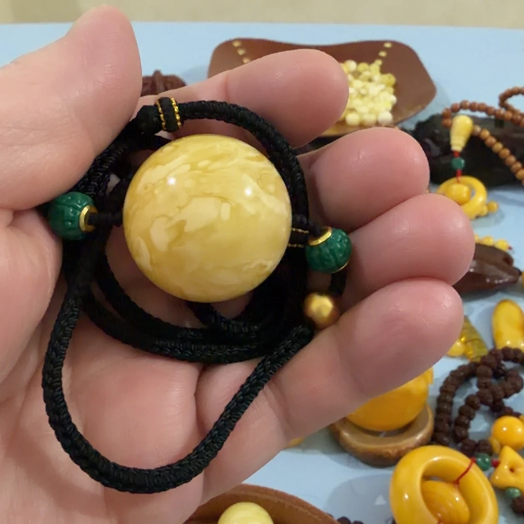 定制琥珀未镶嵌俄料白花锁骨珠不含绳