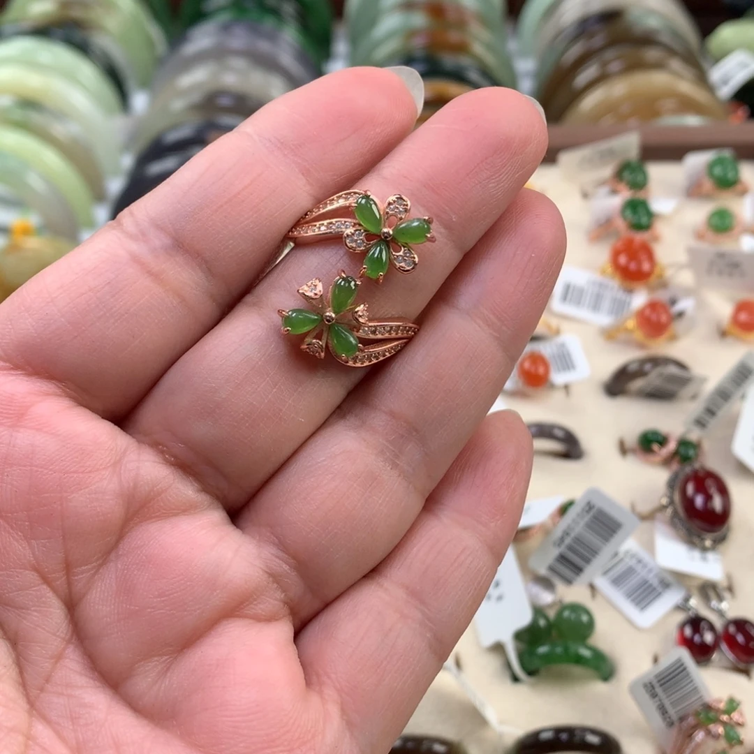 和田玉（碧玉）银S925镶嵌戒指