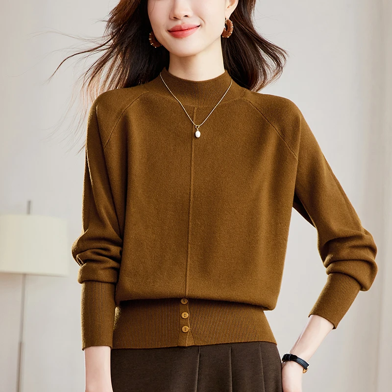 短款洋气卡腰小衫轻奢高级感冬装半高领毛衣新款大码胖mm打底衫女