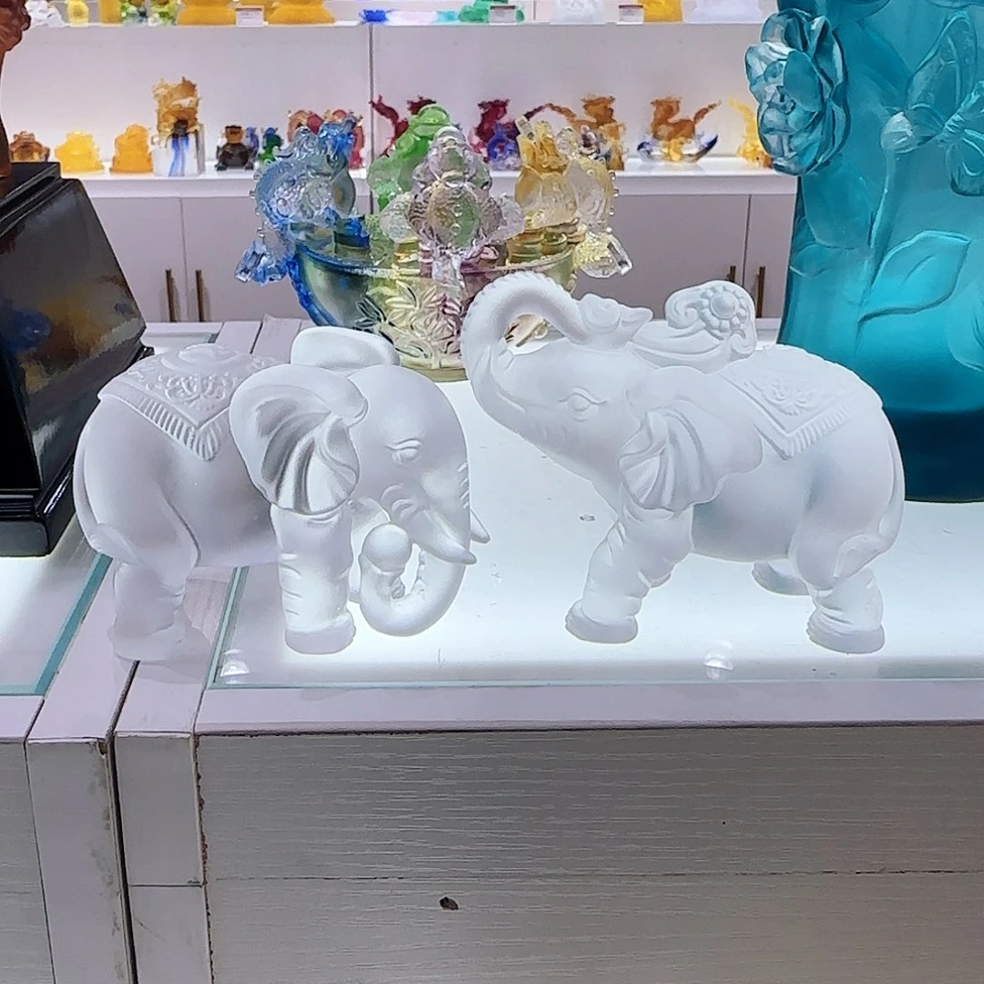 琉璃手工艺品白色小象