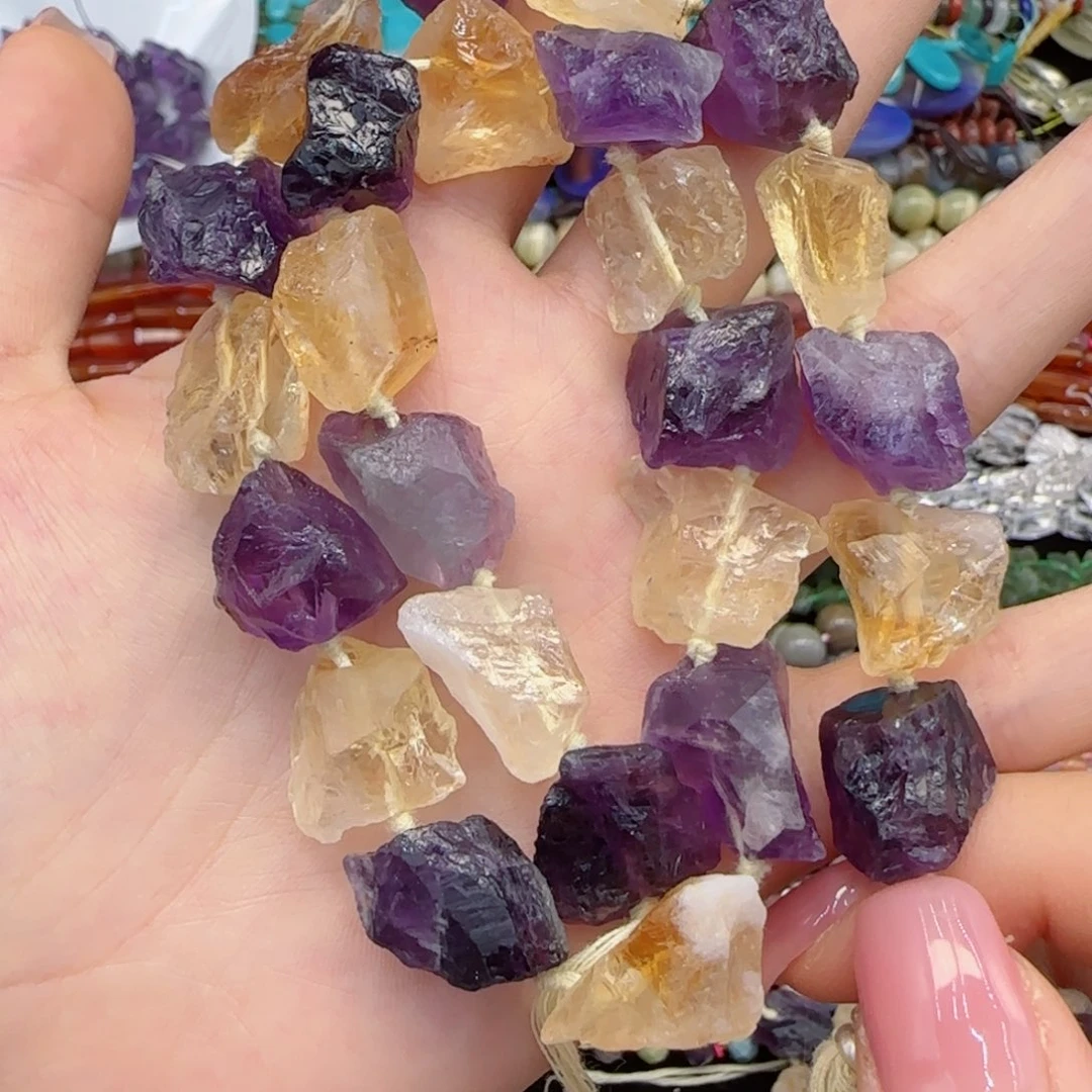 玛瑙/玉髓未镶嵌珠宝半成品紫黄晶原石一条