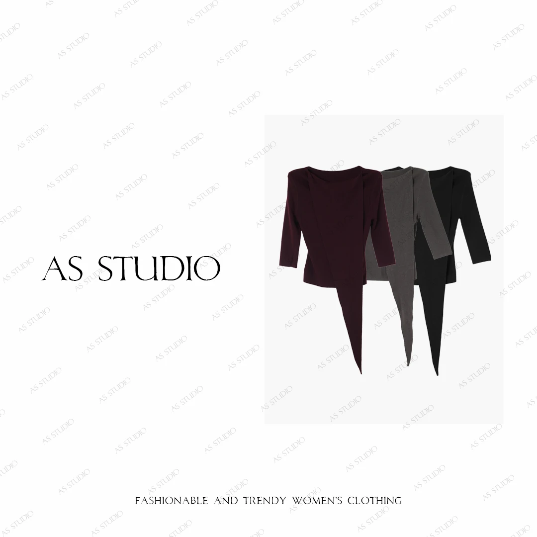 【AS小飘带】25新围巾领天丝修身显瘦羊毛上衣AS25QZZ03500