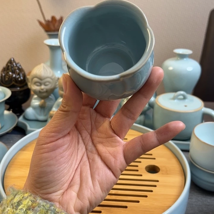 茶宠天青花口杯一级全品