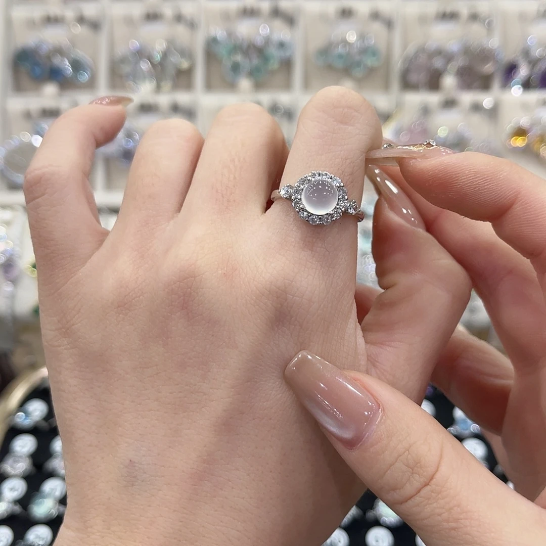 蛇纹石玉银S925镶嵌戒指