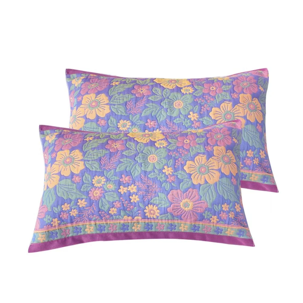 高档紫色大墨莲纯棉纱布枕巾加厚加大柔软吸汗成人枕头巾防滑透气