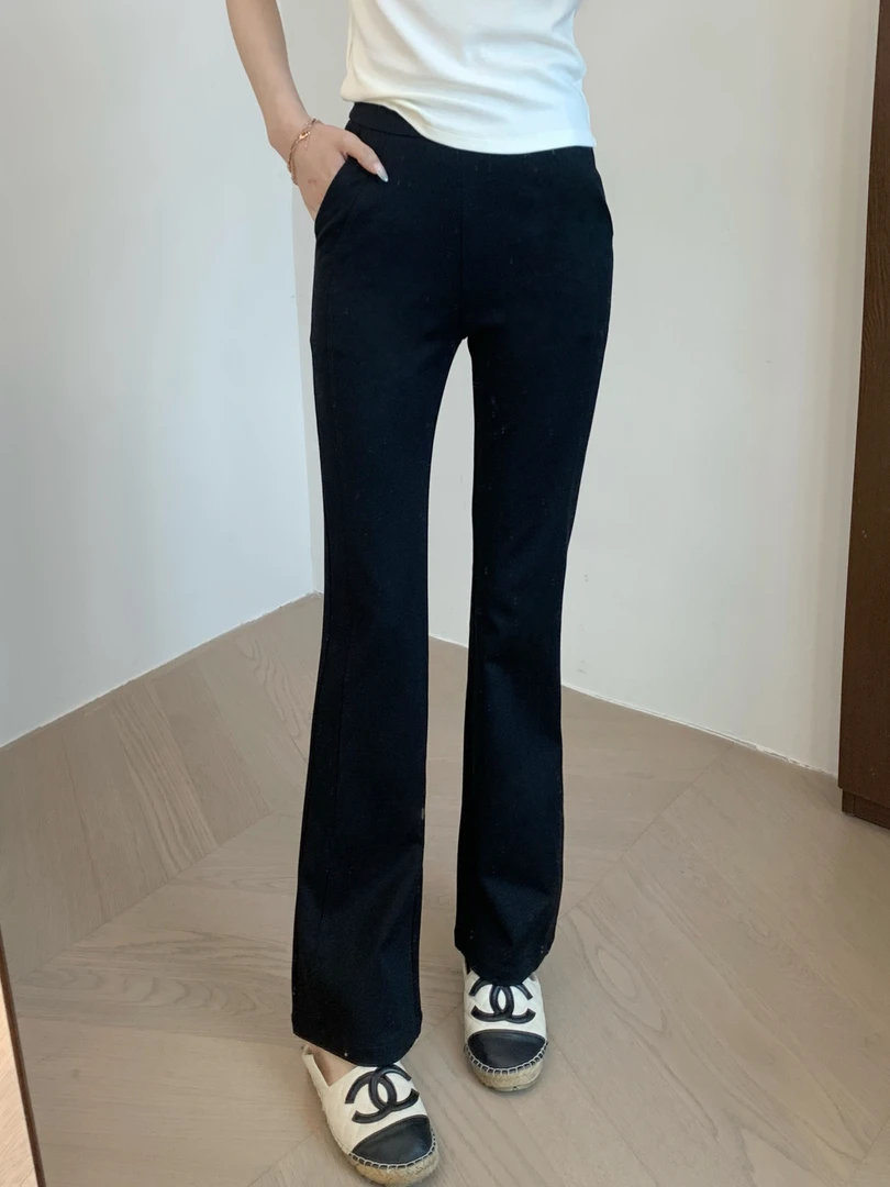 THEWOW真正显瘦小鸟腿 客供面料立裁显瘦松紧腰黑色微喇裤长短版