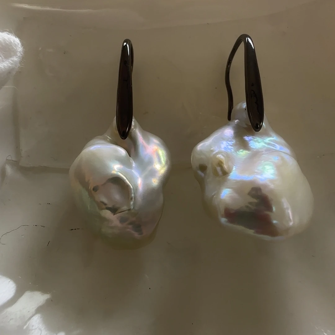 耳饰银S925镶嵌淡水珍珠