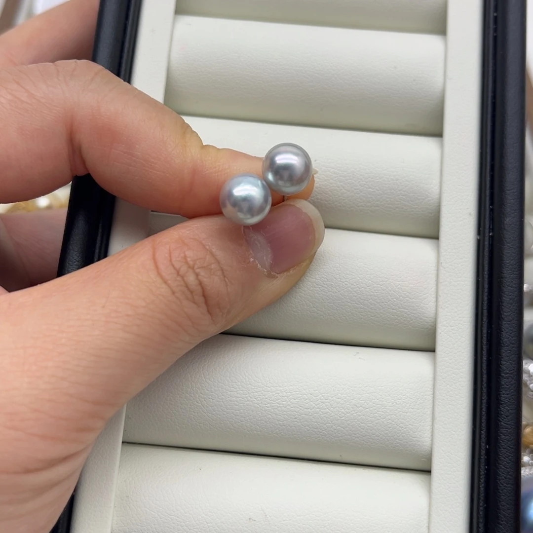 银S925镶嵌海水珍珠耳饰