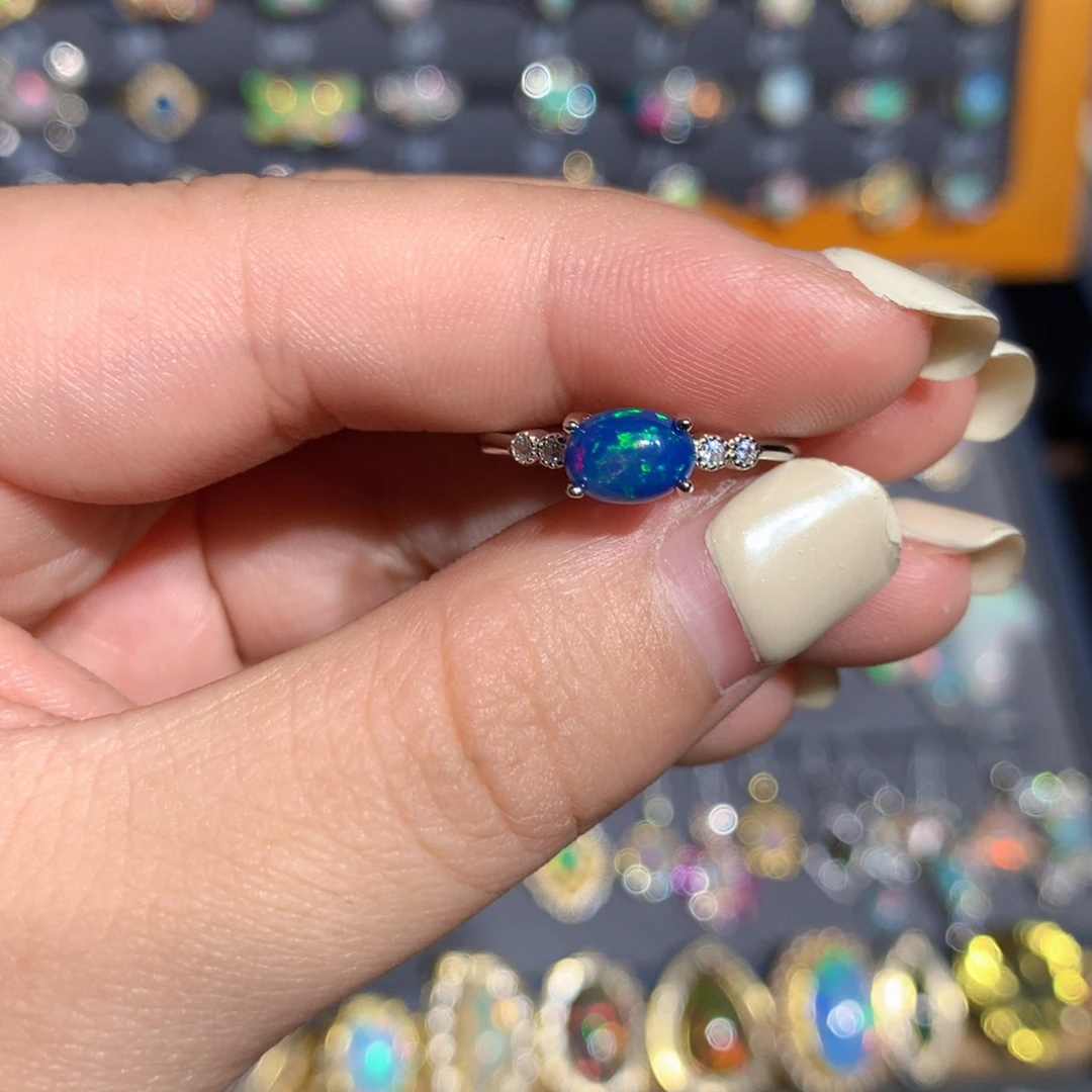 银S925镶嵌欧泊欧泊福利戒指l