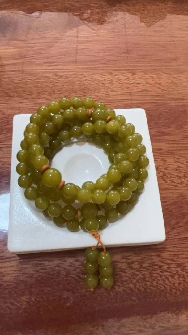 非金属玻璃项链 A4  金山黄108颗链串