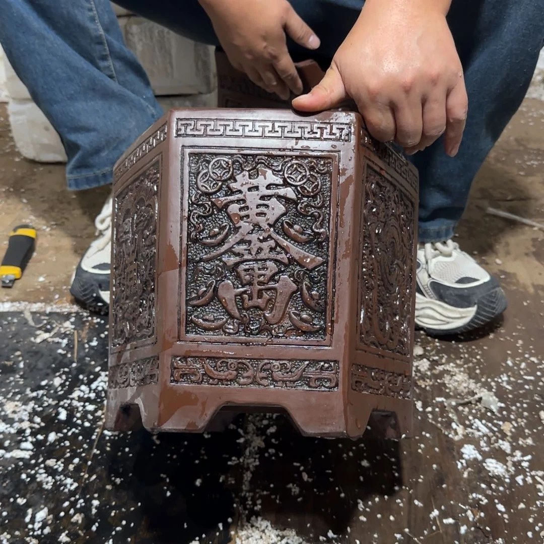 紫砂花盆口径25 22高度23