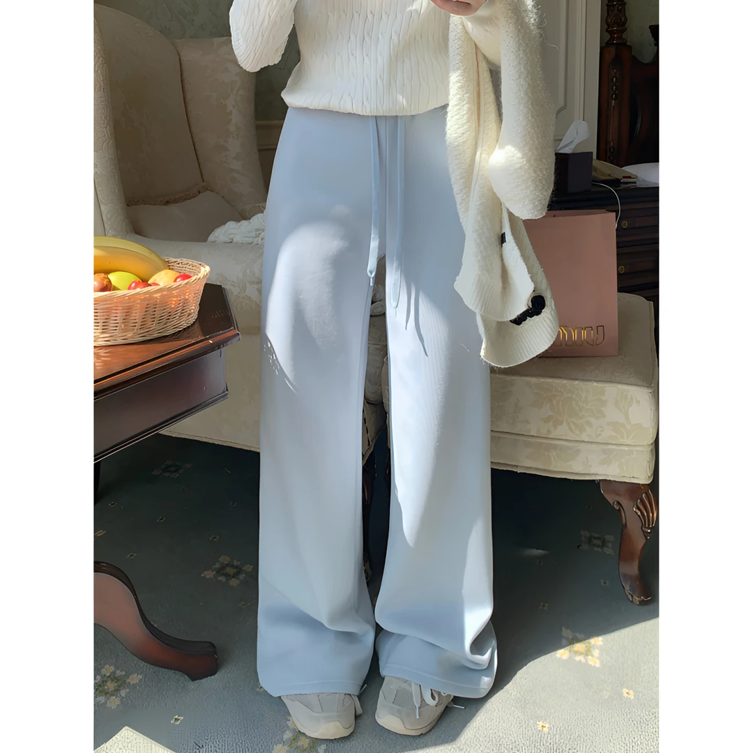 H1535【冬季小雪】秋冬温柔少女感百搭直筒显瘦超舒适宽松休闲裤女