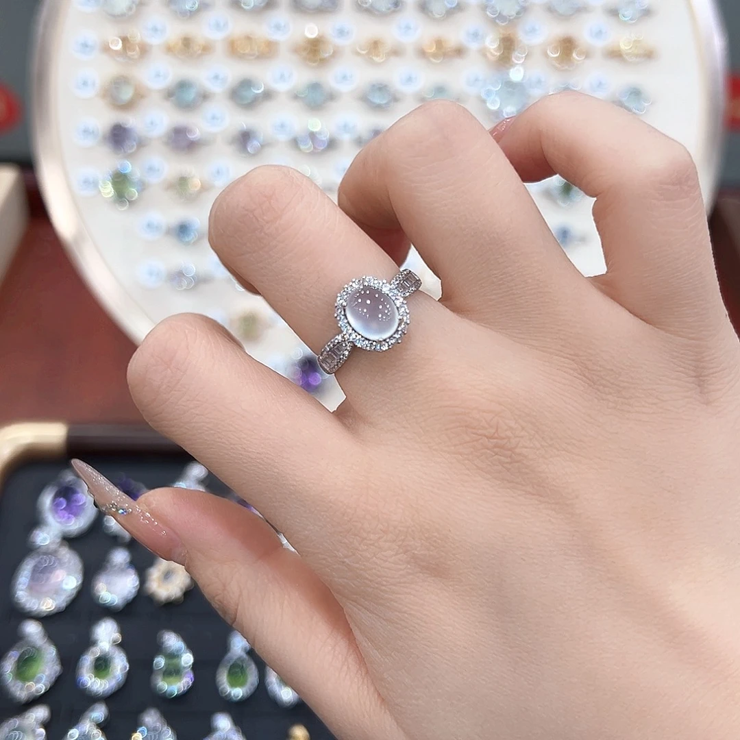 旋***蛇纹石玉银S925镶嵌戒指