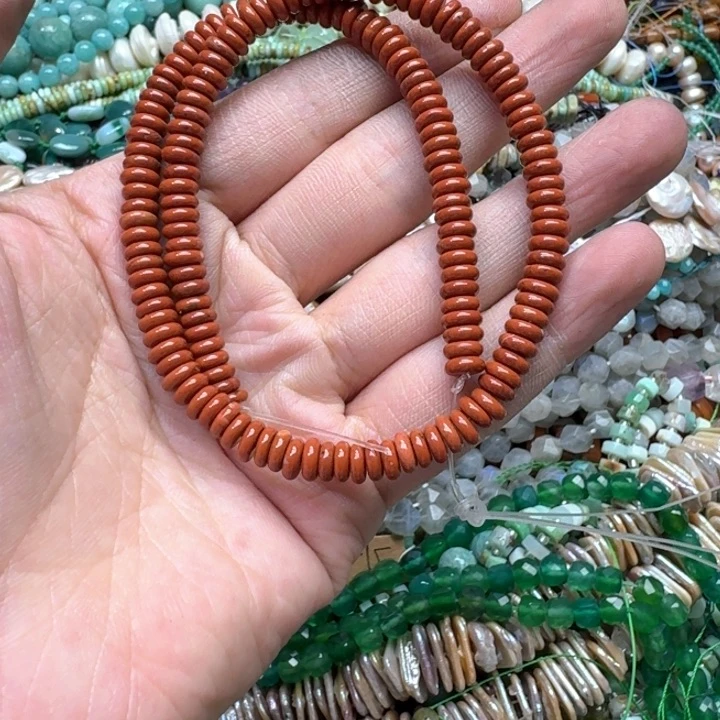 合金玛瑙/玉髓珠宝半成品一条2x6mm红石算盘