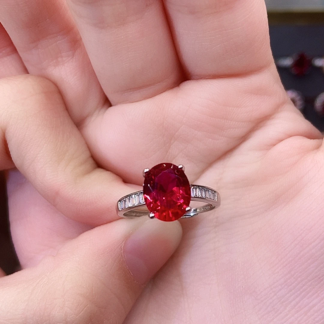 红宝石银S925镶嵌戒指