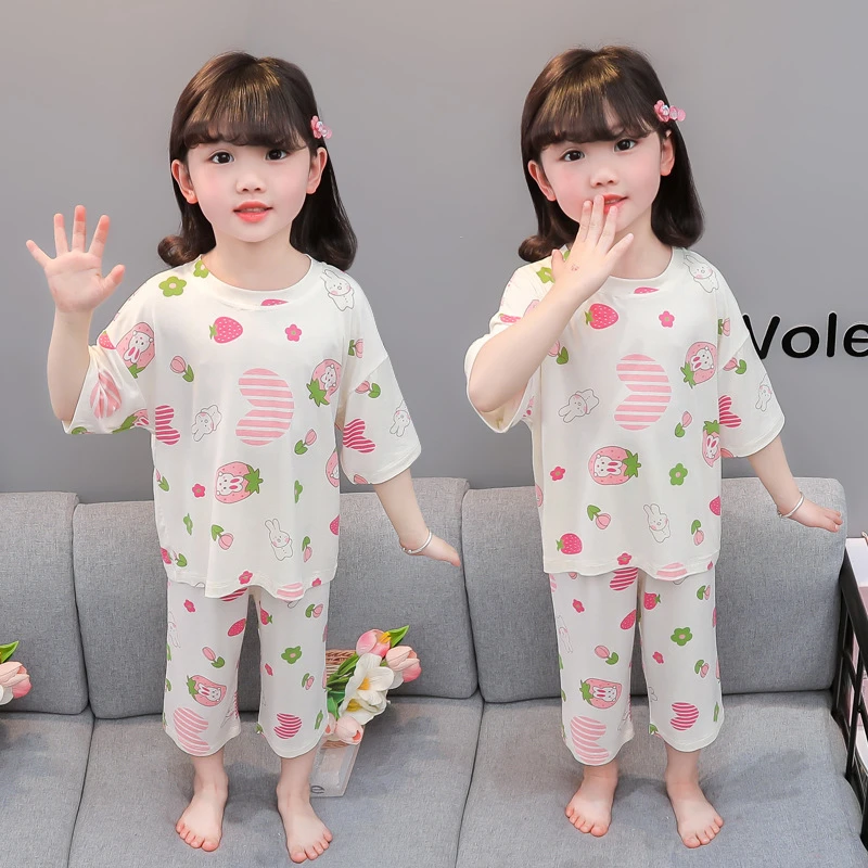 儿童睡衣夏季薄款莫代尔棉小女孩空调服10岁15岁女童秋季睡衣