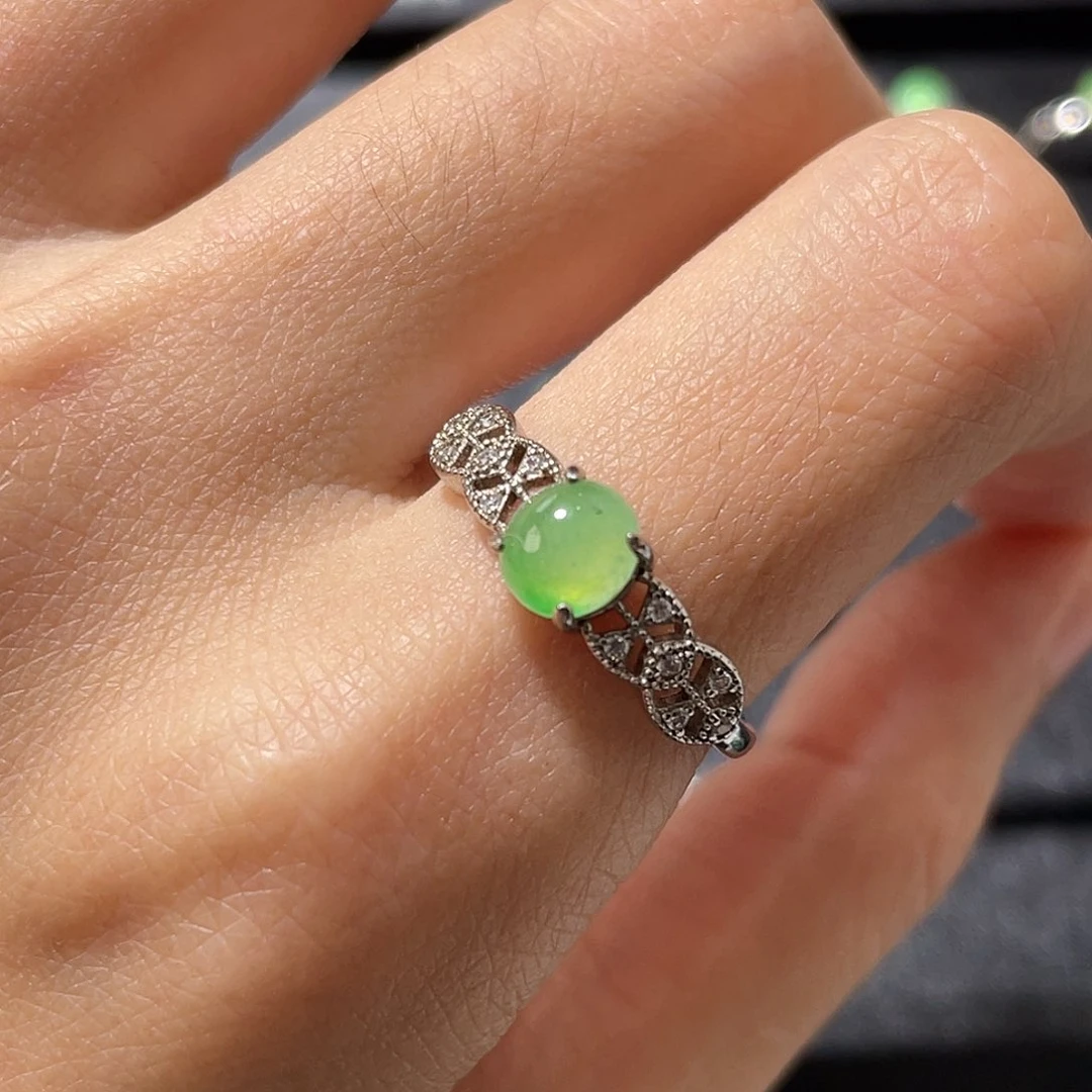 翡翠戒指未镶嵌黑**財翡翠银戒指1