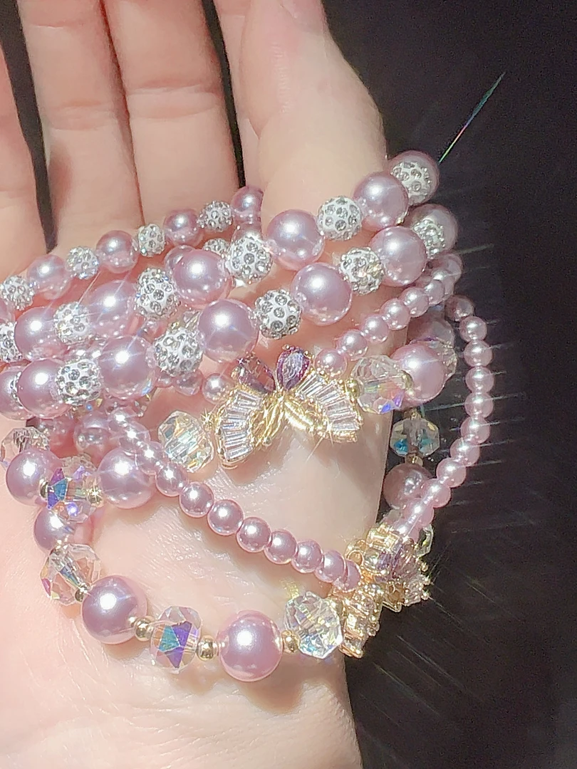 铜合金锆石手链 仿珍珠闪钻轻奢手链