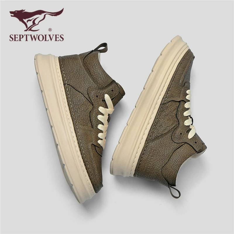 七匹狼男鞋秋冬季高帮工装板鞋男复古潮流厚底马丁靴运动休闲皮鞋