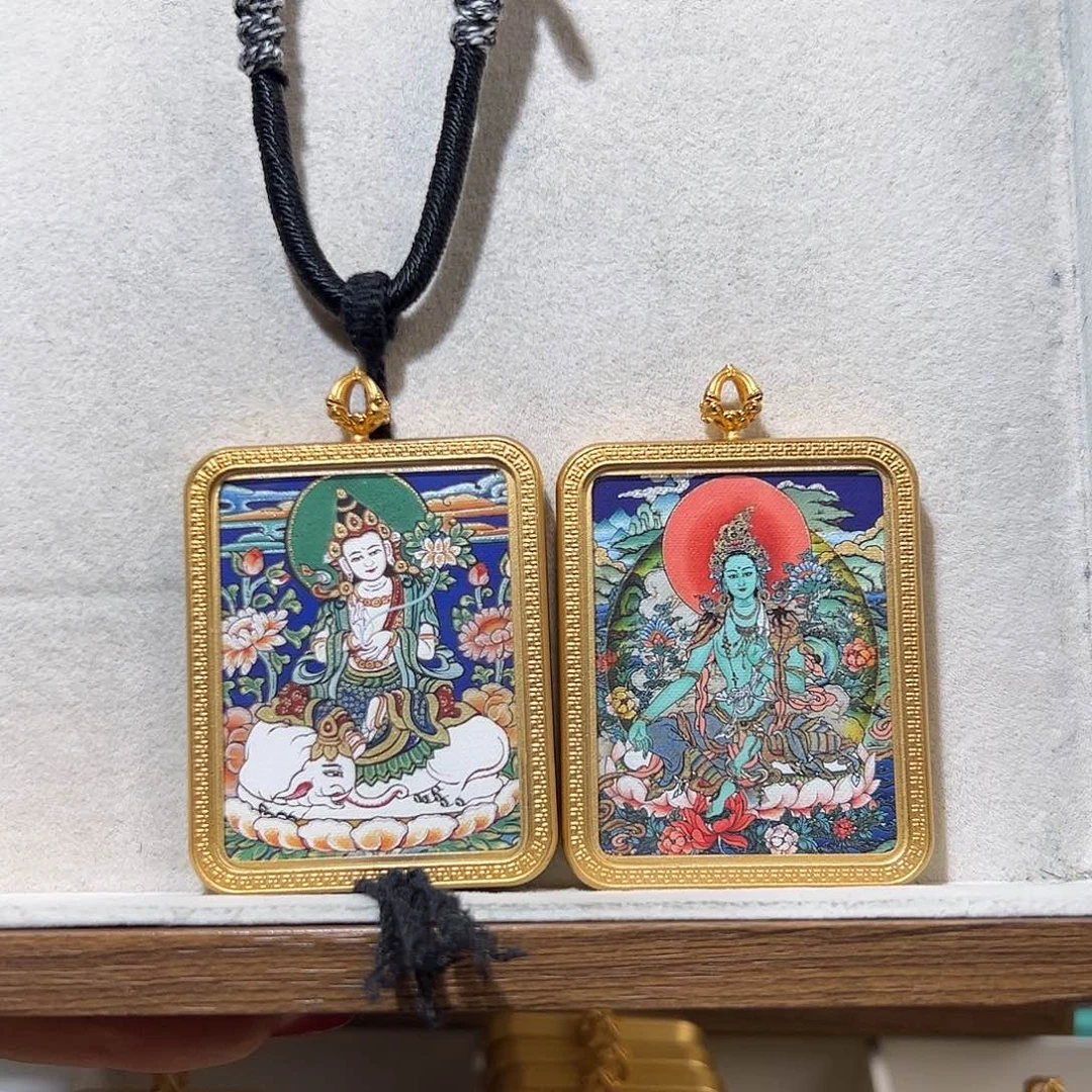 S***r吊坠双面定制 绿度母 普贤