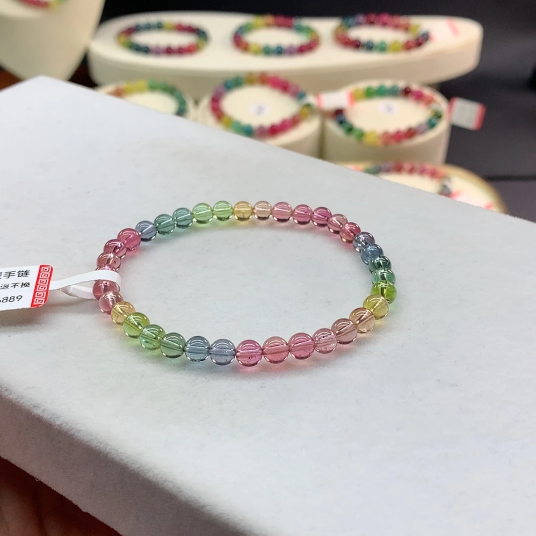 【闪购商品】手链未镶嵌碧玺可**.碧玺荧光人鱼单圈5.2