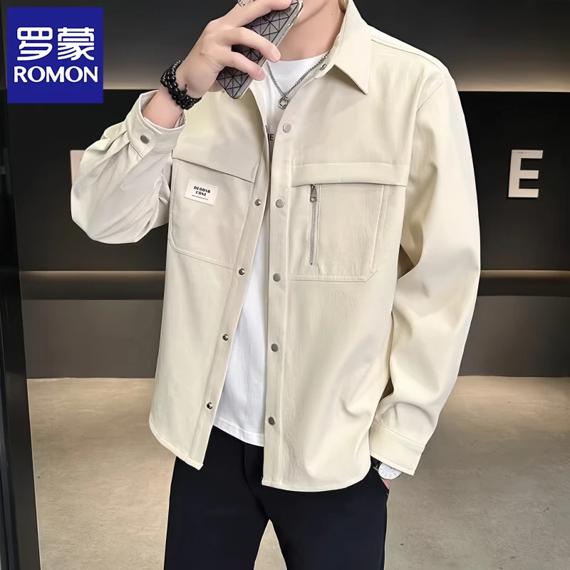Romon/罗蒙美式工装外套2025年春季新款时尚潮牌男士休闲复古夹克
