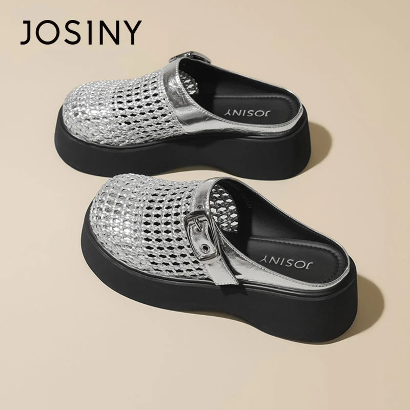 卓诗尼厚底包头拖鞋女夏外穿2025新款凉拖镂空高级感增高运动凉鞋