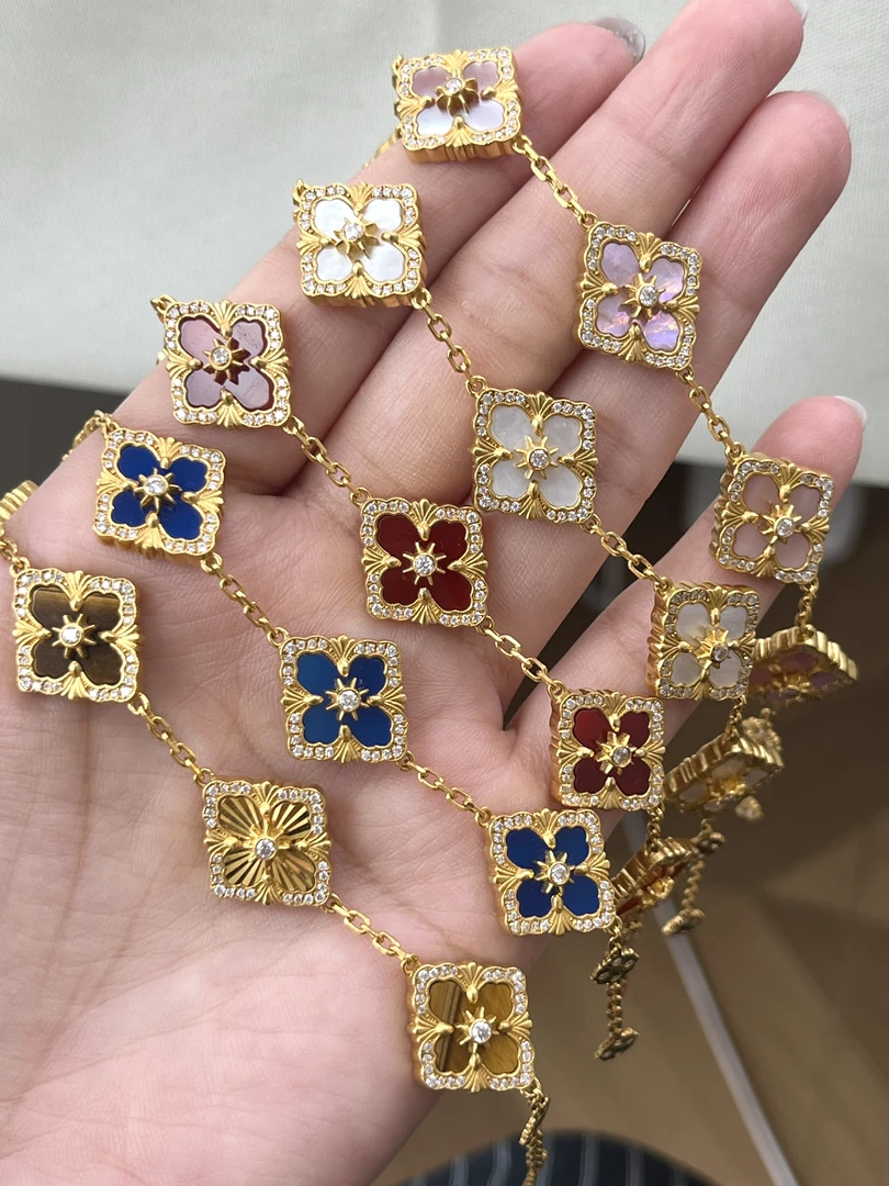 足金999 镶嵌方形手链（五花）