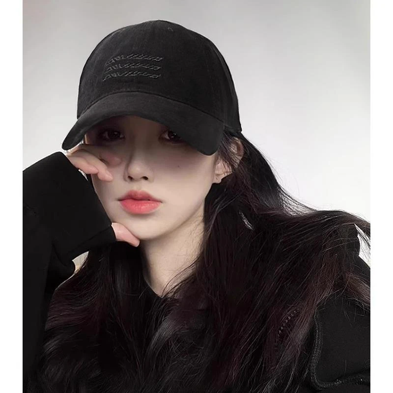 棒球帽女2025新款复古水洗磨毛防晒鸭舌帽韩版百搭大头围帽子女潮